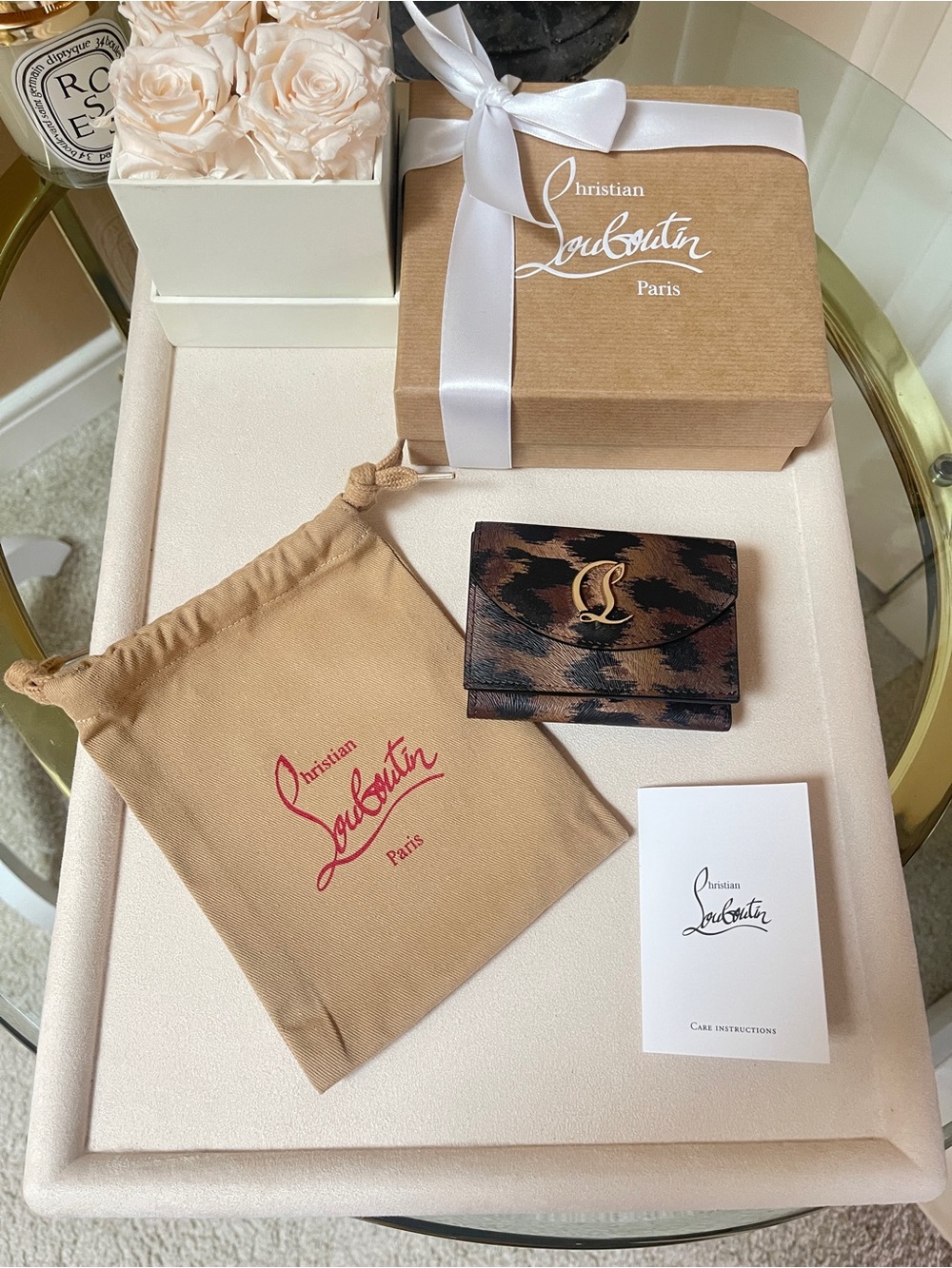 Christian Louboutin CL Debossed Leopard Print Leather Wallet New $750